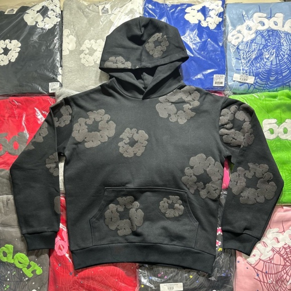 Denim Tears The Cotton Wreath Hoodie ‘Black Monochrome’